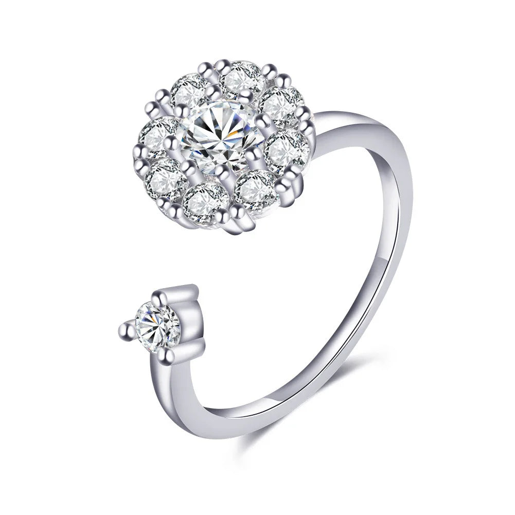 Elegant Spinning Fidget Ring - Adjustable Crystal Copper Ring - TradixPro