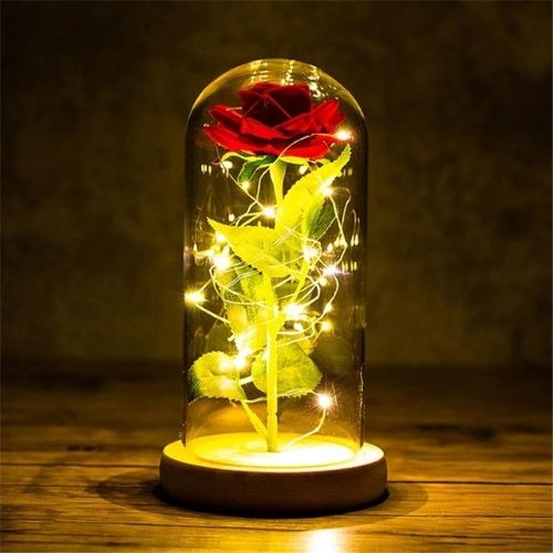 Enchanted Galaxy Rose - LED Light Flower with Wooden Base - TradixPro