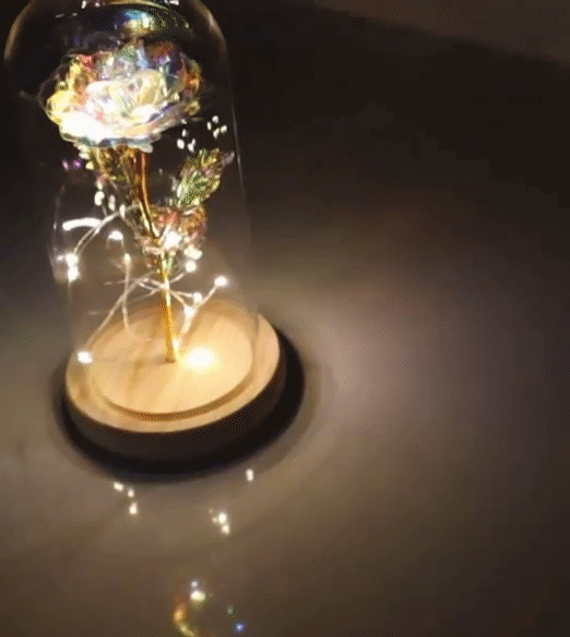 Enchanted Galaxy Rose - LED Light Flower with Wooden Base - TradixPro