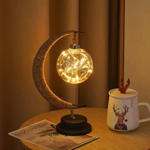 Enchanted Lunar Lamp - Crescent Moon Night Light with Glass Globe - TradixPro