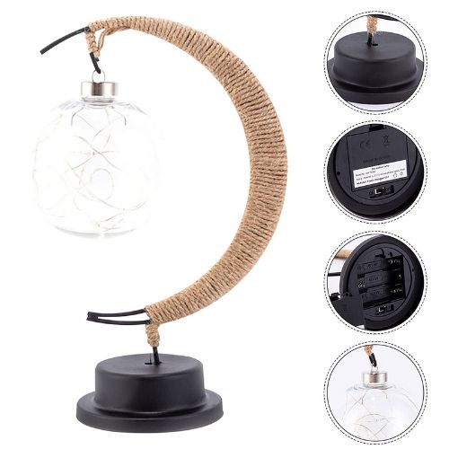 Enchanted Lunar Lamp - Crescent Moon Night Light with Glass Globe - TradixPro