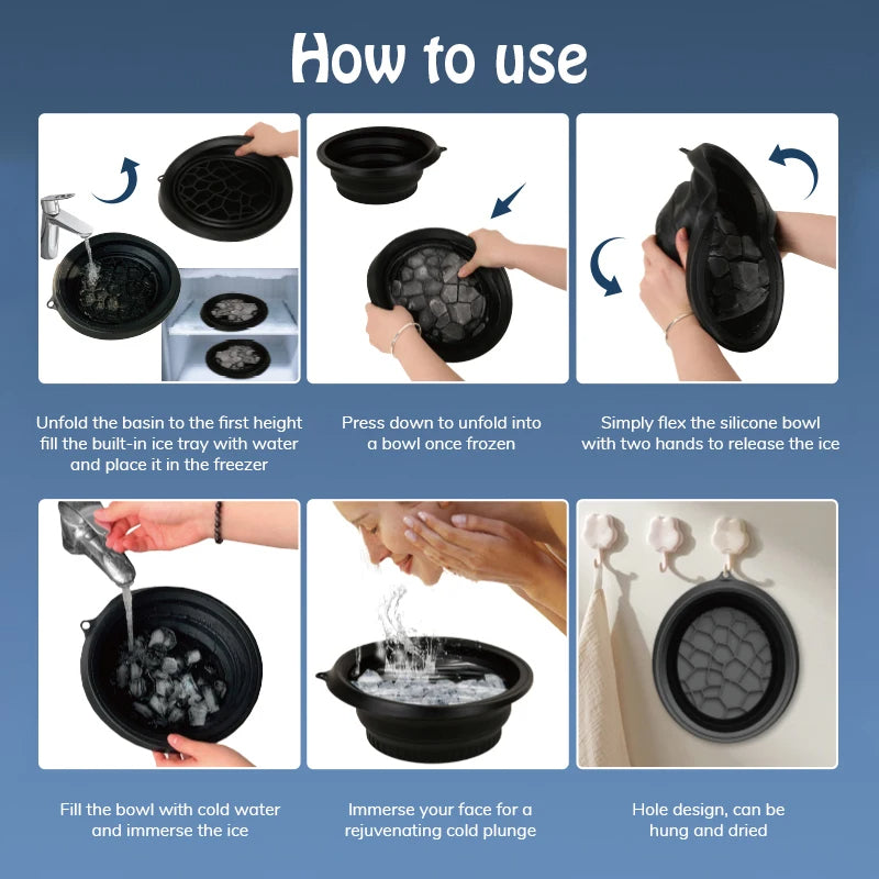 Facial Ice Bath Bowl - Collapsible Silicone Face Ice Therapy | Built-In Ice Tray - TradixPro