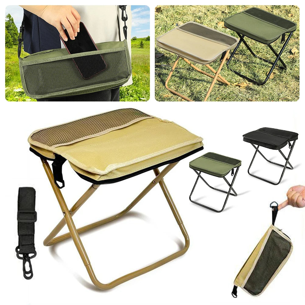 Foldable Backpack Stool - Portable Camping Chair with Storage Bag Combo - TradixPro