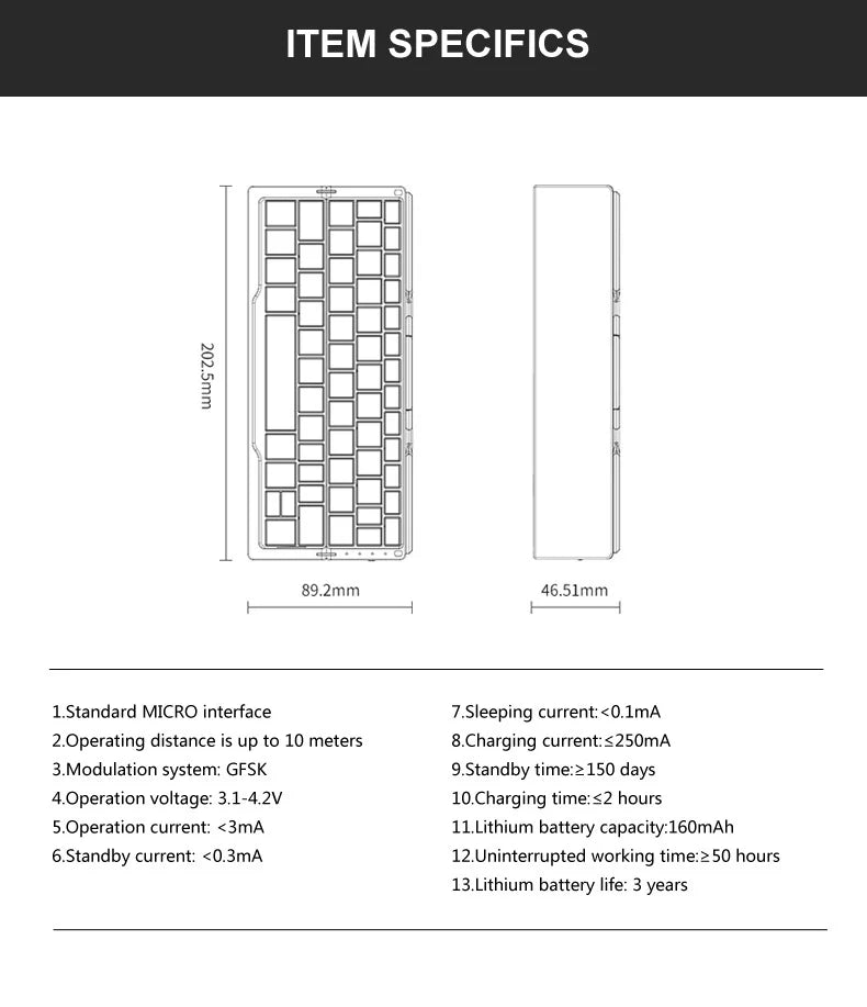 Foldable Bluetooth Keyboard - Ultra-Compact Wireless Travel Keypad - TradixPro