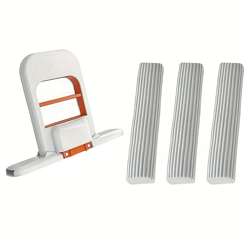 Foldable Mini Mop with 3 Sponge Heads - Compact Desktop Cleaning Tool - TradixPro