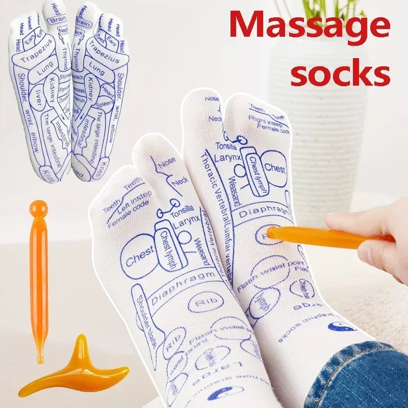 Foot Massage Guide Socks - Printed Chart for Self-Care & Wellness - TradixPro