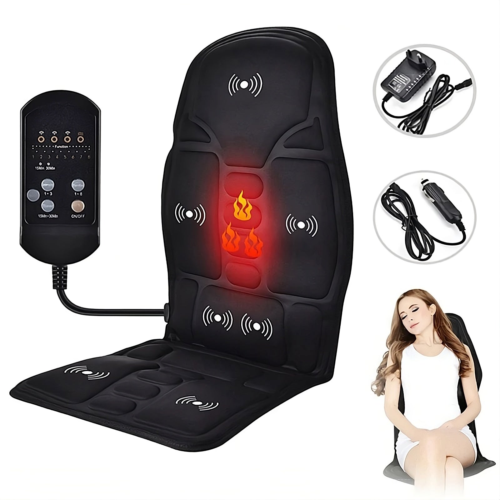 Full-Body Heated Massage Cushion with 7 Motors - Car, Home & Office - TradixPro