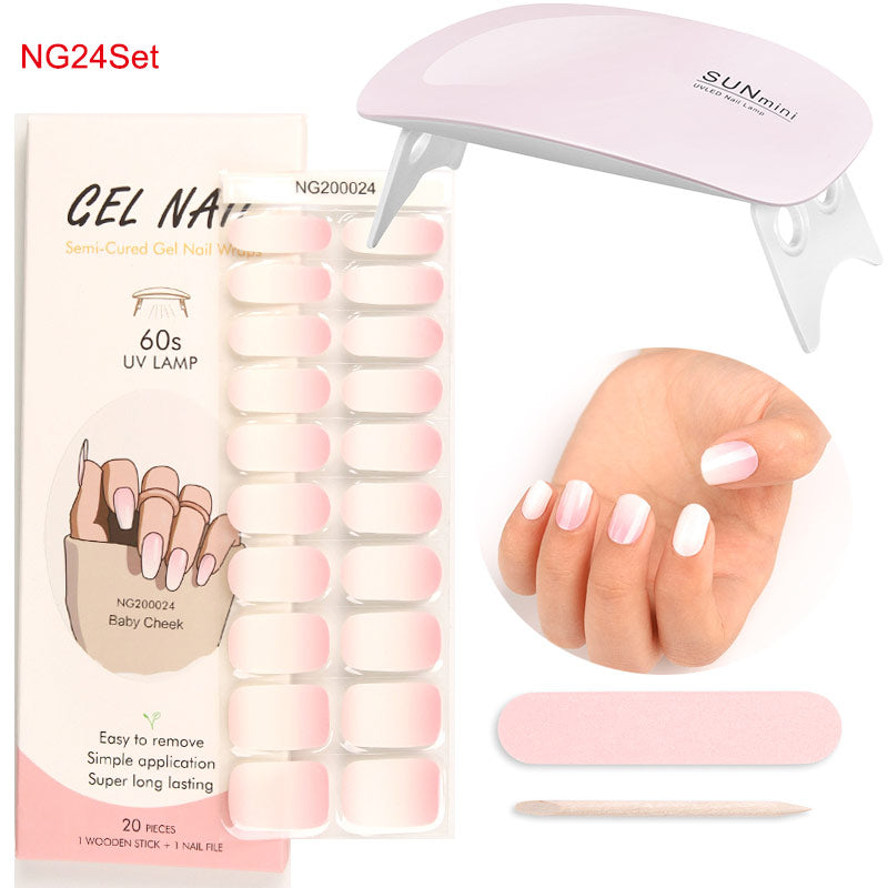 Gel Nail Wraps with UV Lamp Set - French Full Cover Manicure Kit - TradixPro