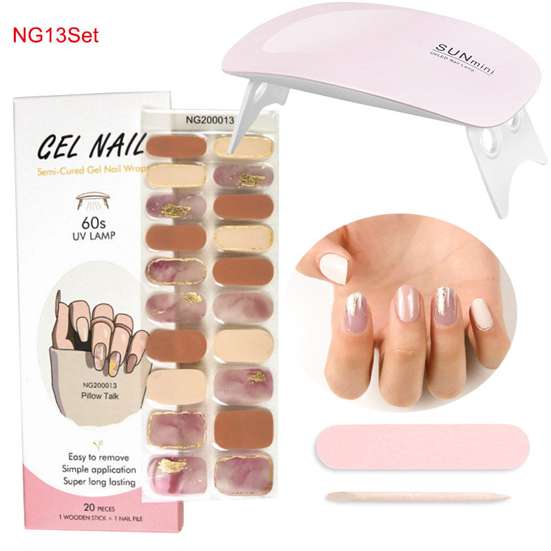 Gel Nail Wraps with UV Lamp Set - French Full Cover Manicure Kit - TradixPro