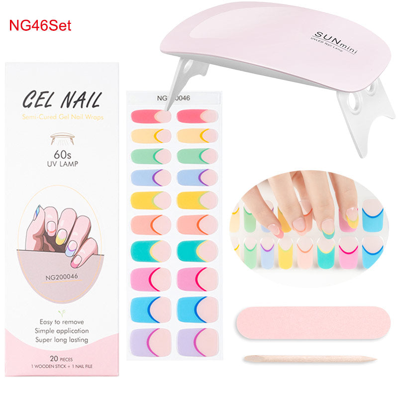 Gel Nail Wraps with UV Lamp Set - French Full Cover Manicure Kit - TradixPro