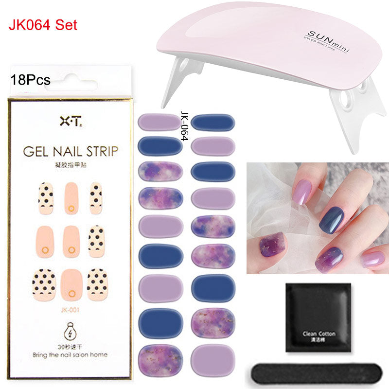 Gel Nail Wraps with UV Lamp Set - French Full Cover Manicure Kit - TradixPro