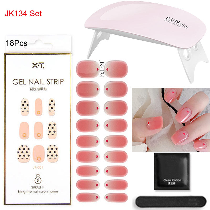 Gel Nail Wraps with UV Lamp Set - French Full Cover Manicure Kit - TradixPro