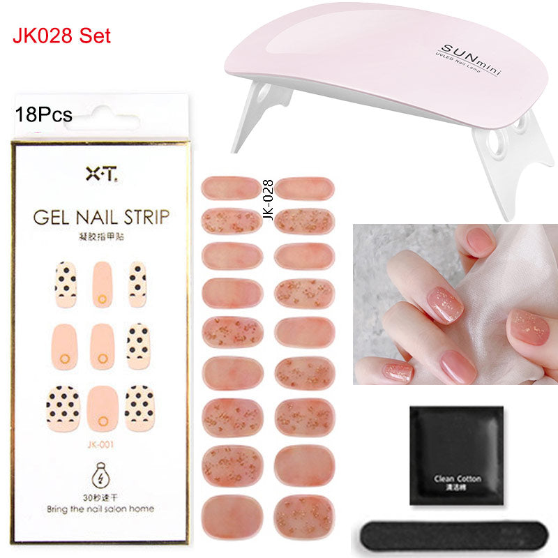 Gel Nail Wraps with UV Lamp Set - French Full Cover Manicure Kit - TradixPro