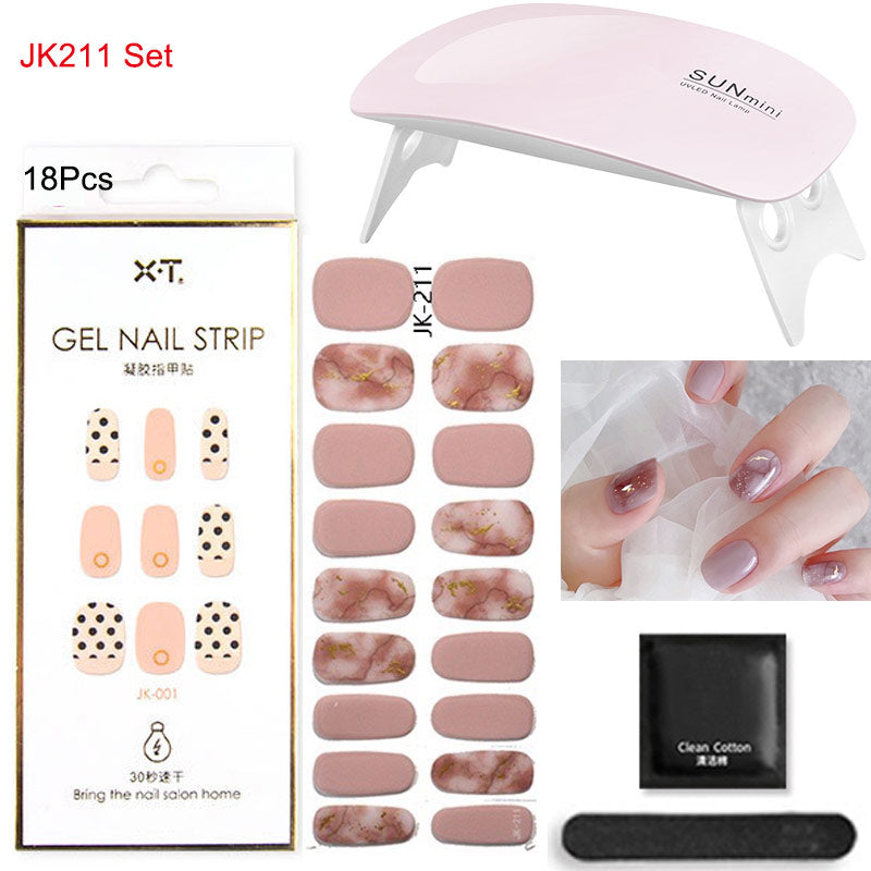 Gel Nail Wraps with UV Lamp Set - French Full Cover Manicure Kit - TradixPro