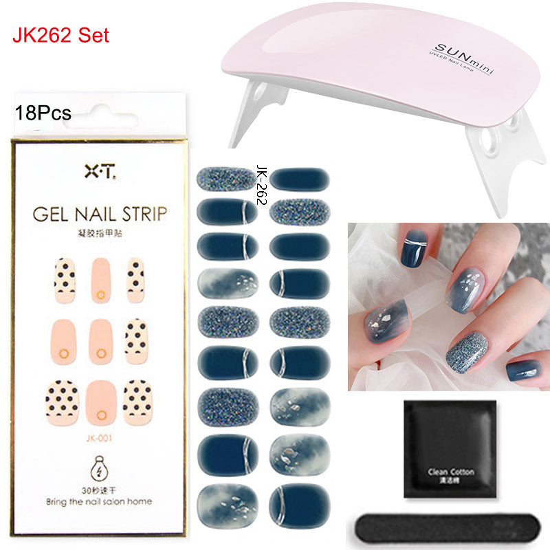 Gel Nail Wraps with UV Lamp Set - French Full Cover Manicure Kit - TradixPro