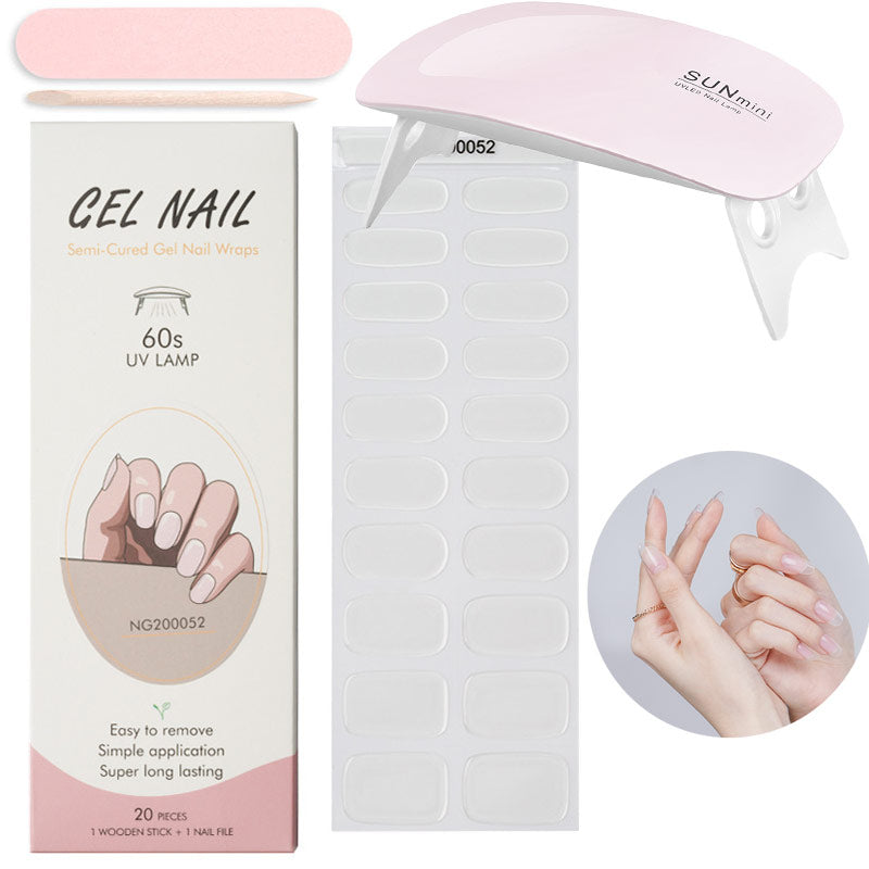 Gel Nail Wraps with UV Lamp Set - French Full Cover Manicure Kit - TradixPro
