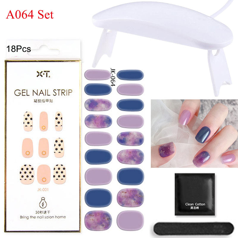 Gel Nail Wraps with UV Lamp Set - French Full Cover Manicure Kit - TradixPro