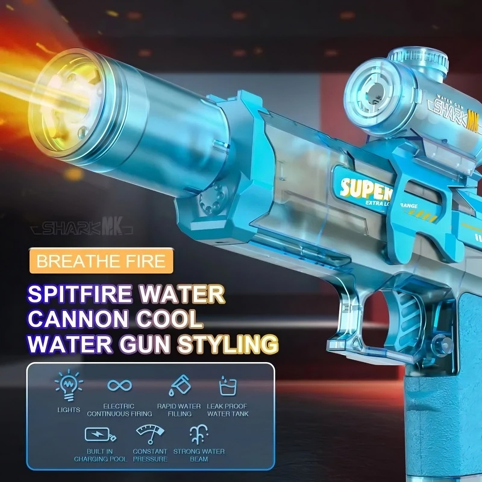 Glow LED Water Gun - Light-Up Electric Blaster for Pool Parties - TradixPro