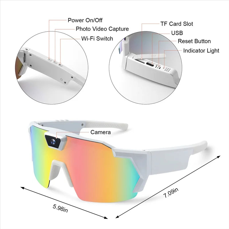HD Video Recording Sunglasses - Smart Action Camera Glasses for Sports - TradixPro