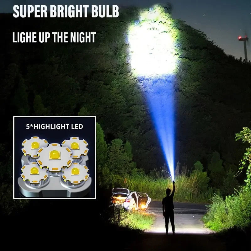 High-Power LED Flashlight - 100M Range | Rechargeable with 3 Modes & Side Light - TradixPro