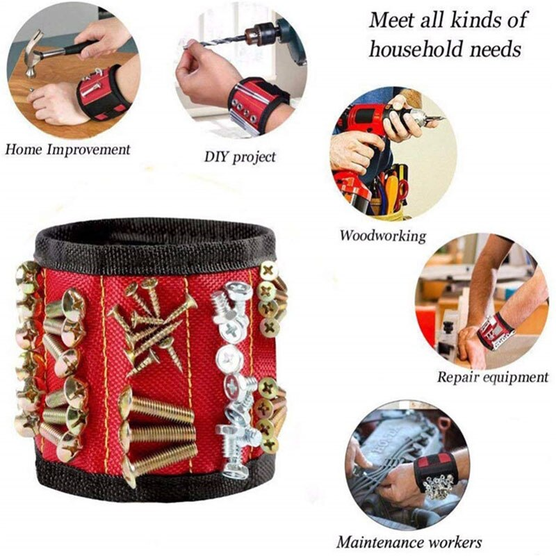 High-Strength Magnetic Wristband Tool Holder (Hands-Free Screw & Nail Organizer) - TradixPro