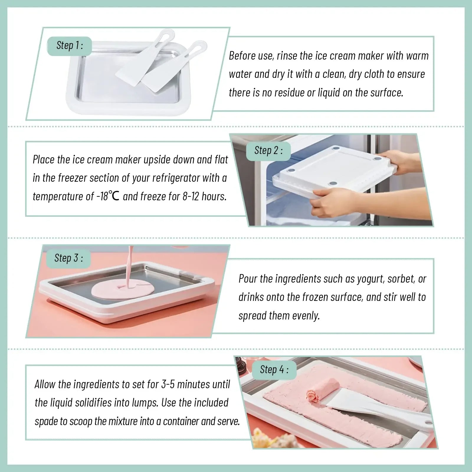 Instant Freeze Rolled Ice Cream Plate (Manual & Quick Dessert Maker) - TradixPro
