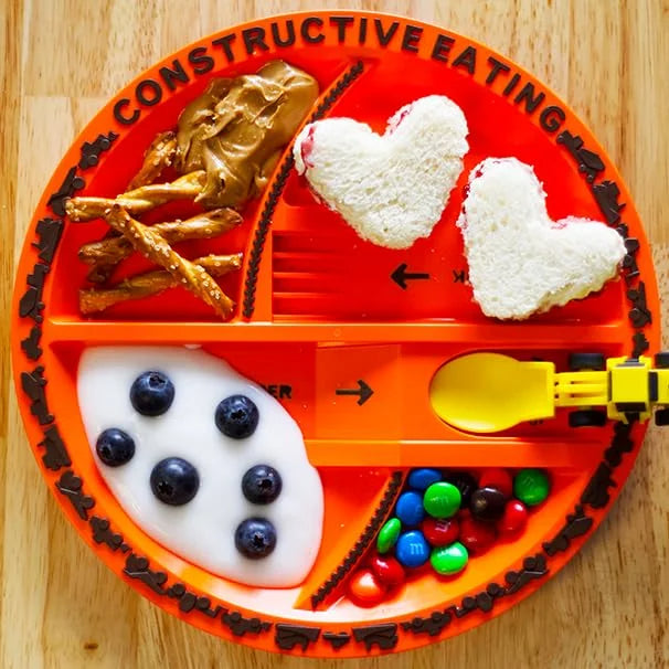 Interactive Kids Mealtime Set - Construction Vehicle Tableware for Fun & Skill Development - TradixPro