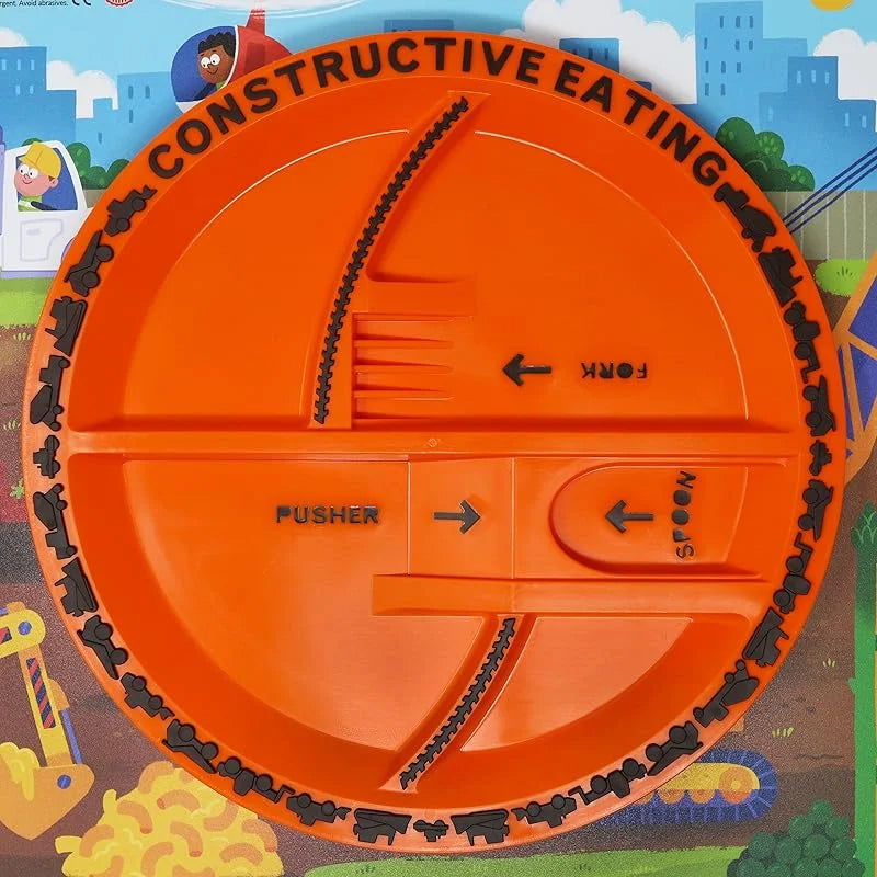 Interactive Kids Mealtime Set - Construction Vehicle Tableware for Fun & Skill Development - TradixPro