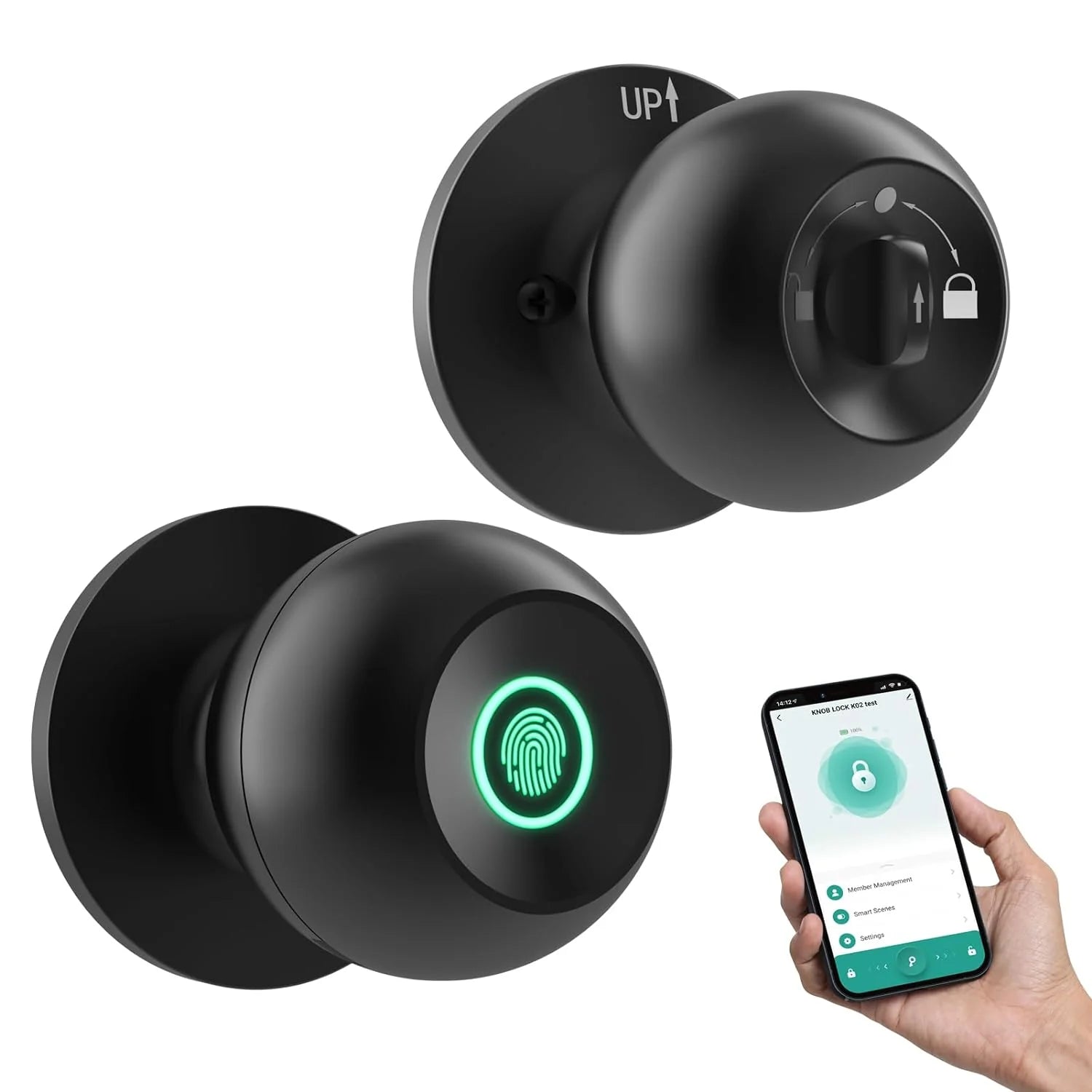 Keyless Smart Door Knob Lock (Biometric Fingerprint & App Control) - TradixPro