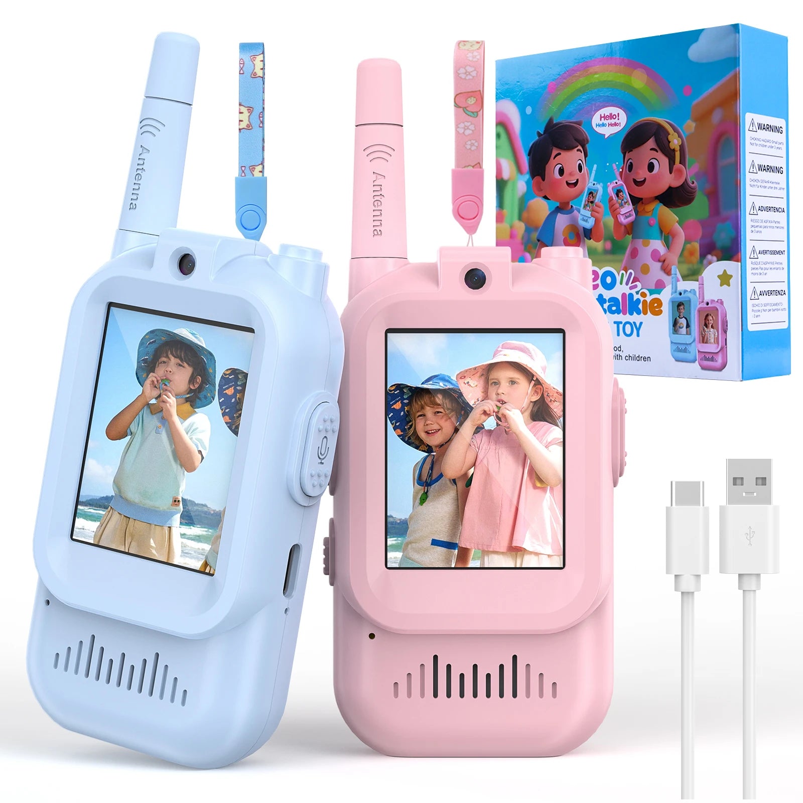 Kids Video Walkie Talkies with Camera - Rechargeable Two-Way Radio Toys - TradixPro