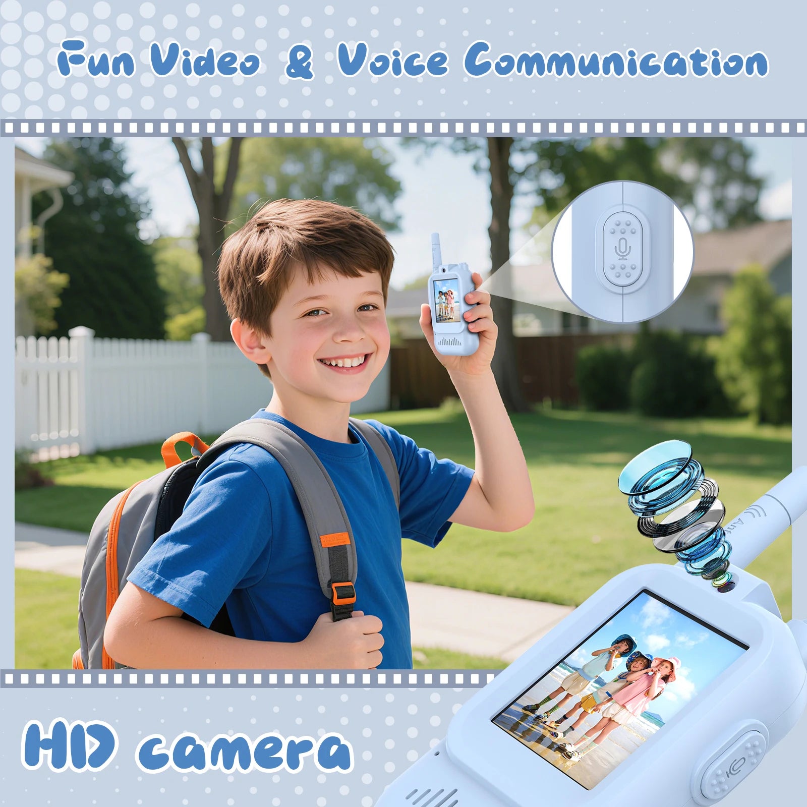 Kids Video Walkie Talkies with Camera - Rechargeable Two-Way Radio Toys - TradixPro