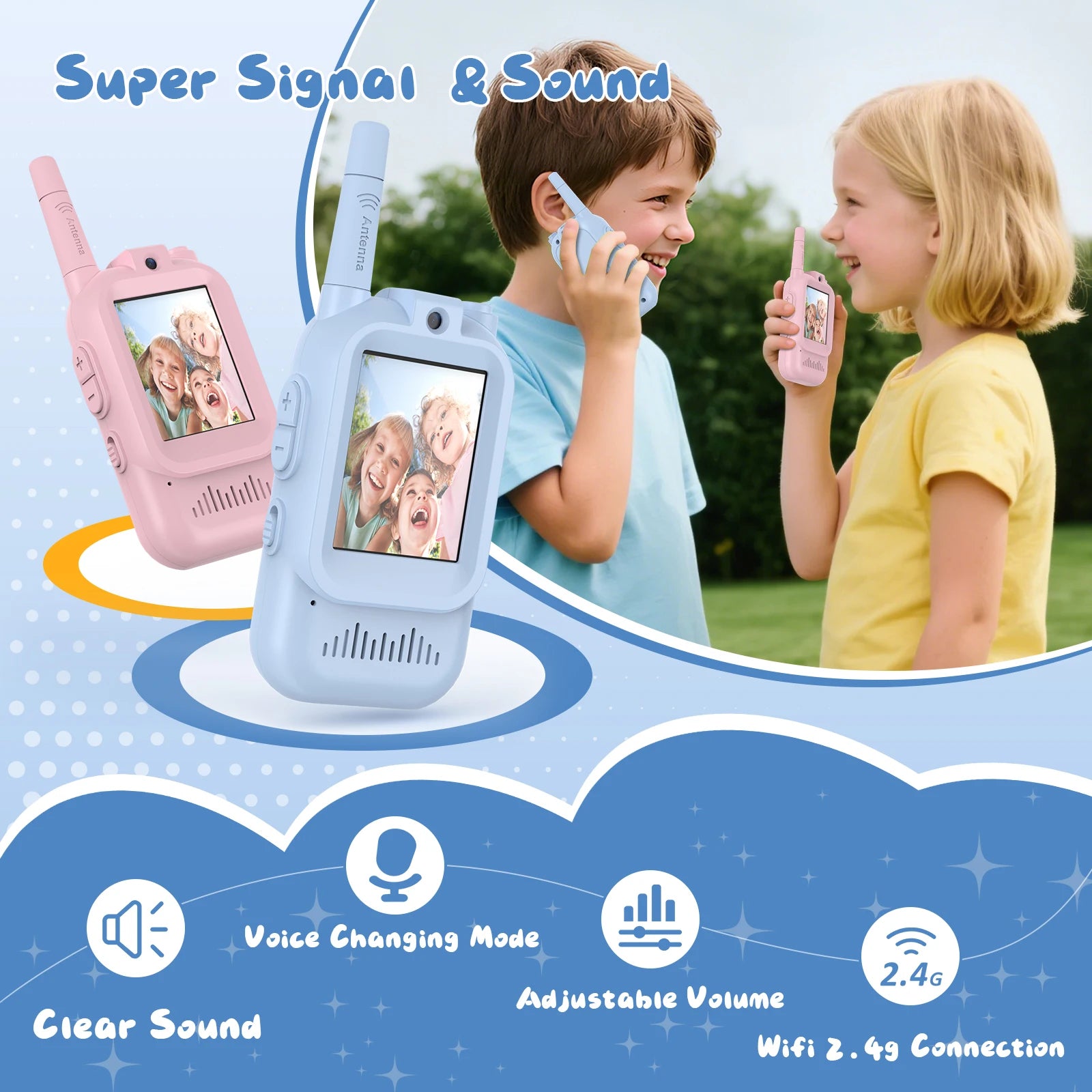 Kids Video Walkie Talkies with Camera - Rechargeable Two-Way Radio Toys - TradixPro