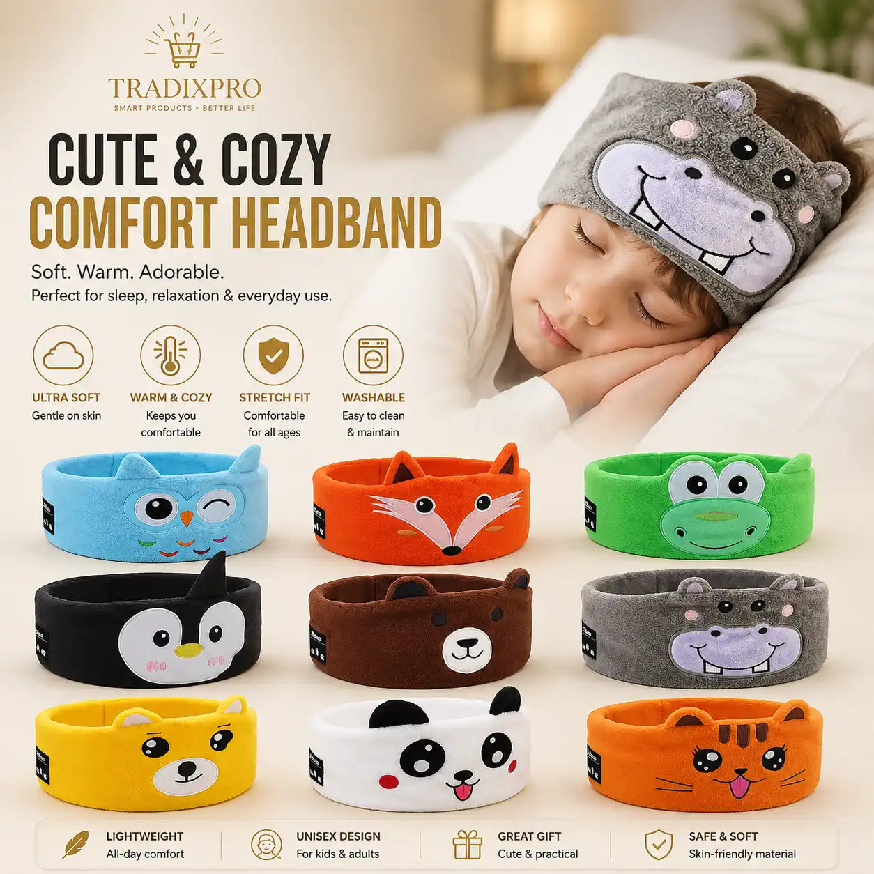 Kids Bluetooth Headband – Wireless Speaker Sleep Mask for Travel