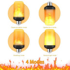 LED Flame Effect Light Bulb 2-Pack - 4 Modes | Realistic Fire Simulation | E26 Base - TradixPro