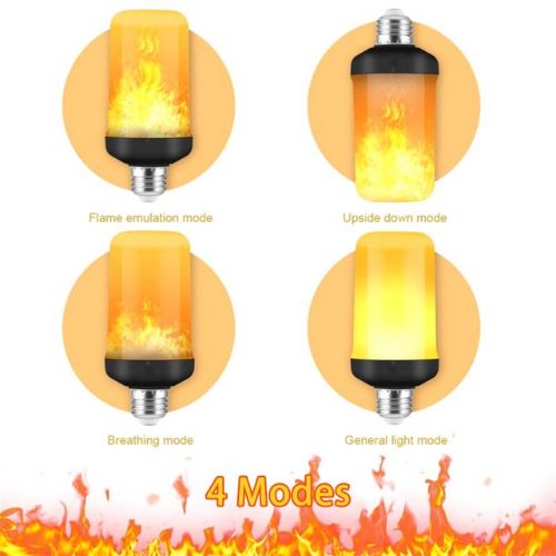 LED Flame Effect Light Bulb 2-Pack - 4 Modes | Realistic Fire Simulation | E26 Base - TradixPro