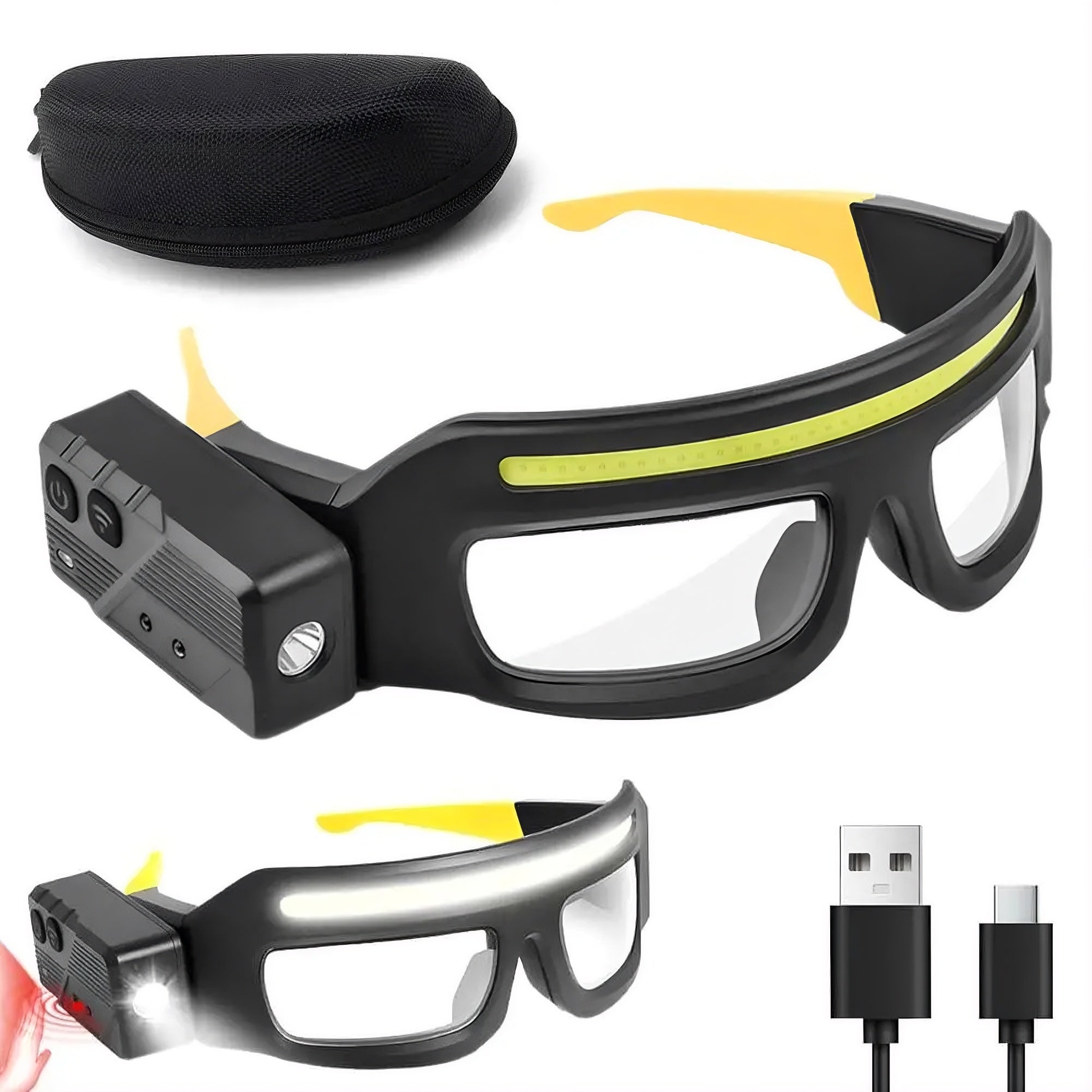 LED Headlamp Glasses 1000 Lumens - 5 Modes Rechargeable Hands-Free Headlight - TradixPro