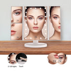 LED Lighted Makeup Mirror - 360° Rotation with Touch Control & Magnification - TradixPro