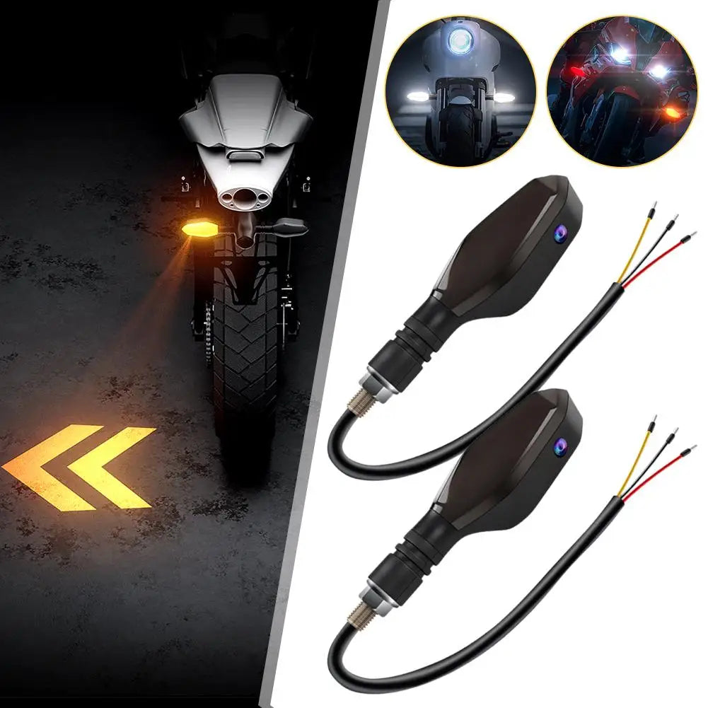 LED Motorcycle Turn Signal Lights with Road Projection - Safety Warning - TradixPro
