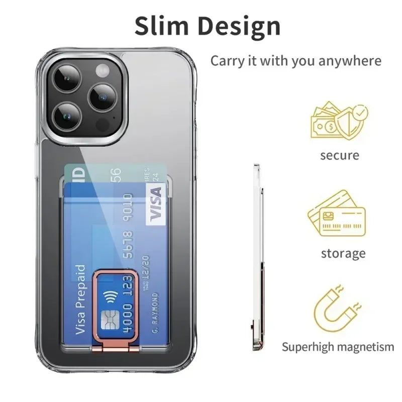 MagSafe Card Holder - Clear Magnetic Wallet with Stand | iPhone - TradixPro
