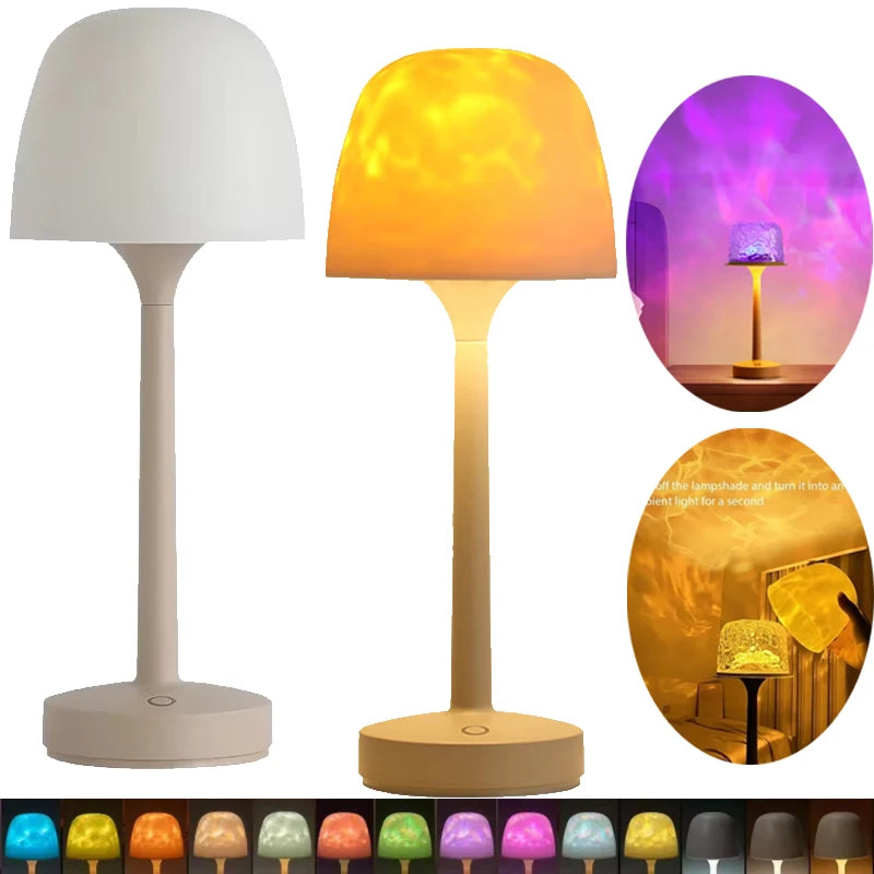 Modern Mushroom Table Lamp (Dynamic Water Ripple Projector for Relaxing Ambiance) - TradixPro