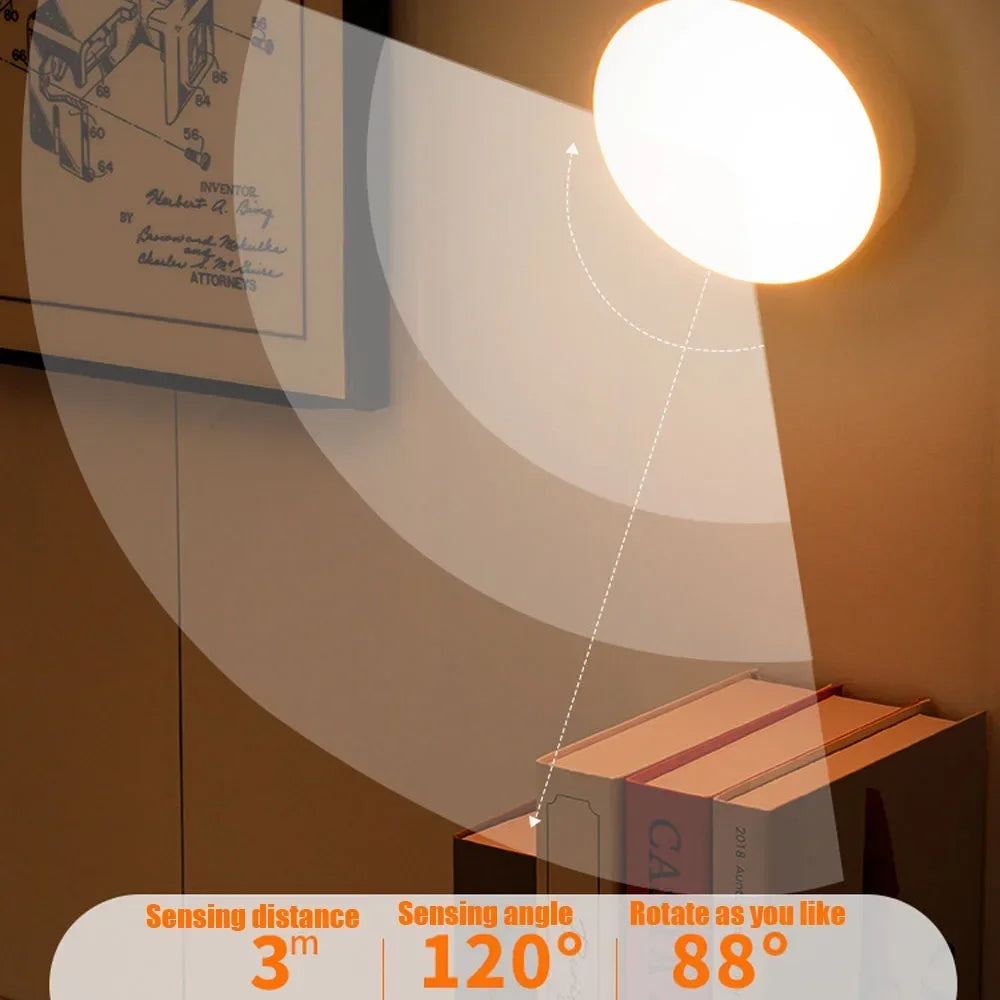 Motion Sensor Night Light - Rechargeable LED Lamp | Magnetic 88° Rotation - TradixPro