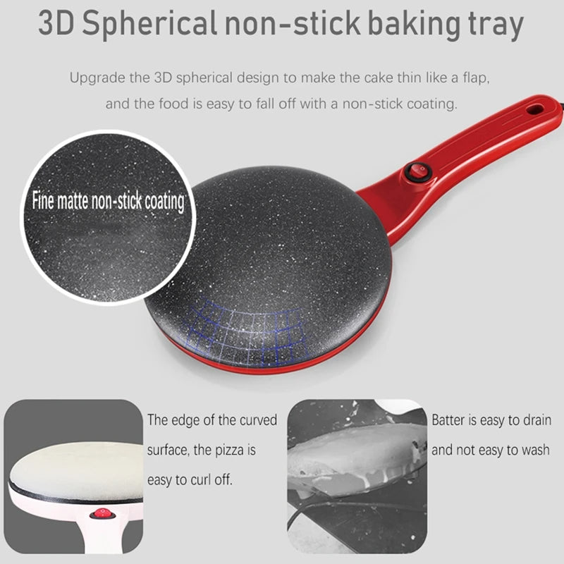 Non-Stick Electric Crepe & Pancake Maker (Adjustable Heat for Fast, Uniform Results) - TradixPro