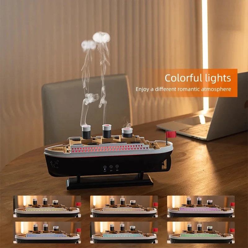 Novelty Titanic Ship Humidifier - Fog Effect Diffuser & Decorative Night Light - TradixPro