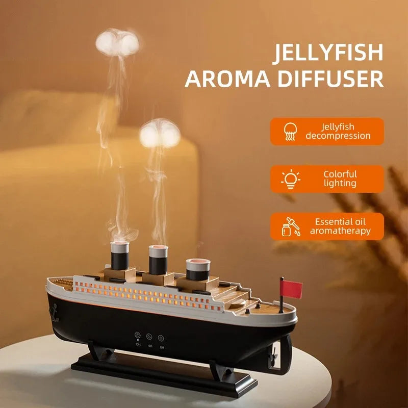 Novelty Titanic Ship Humidifier - Fog Effect Diffuser & Decorative Night Light - TradixPro