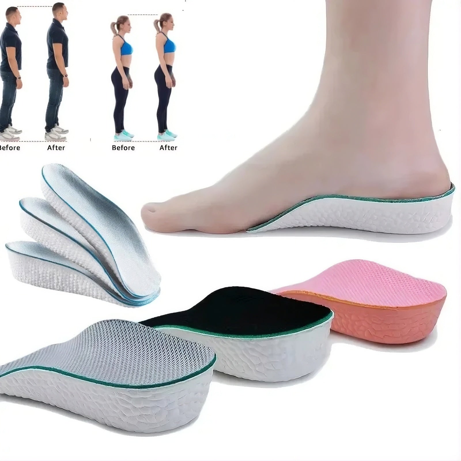 Orthopedic Height Increase Insoles - Arch Support for Plantar Fasciitis & Flat Feet - TradixPro