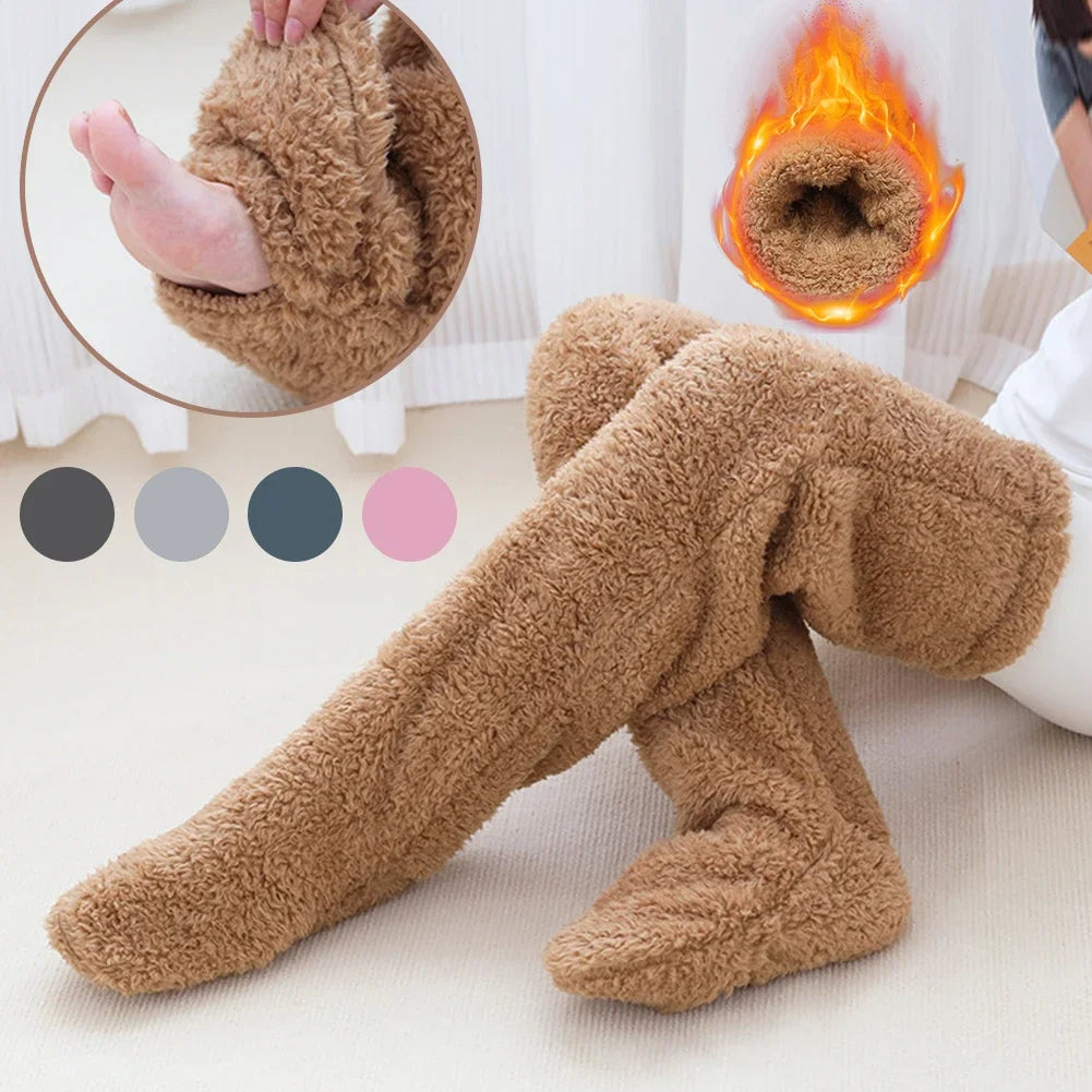Over-Knee Fuzzy Leg Warmers Double-Sided Plush - 8 Colors - TradixPro