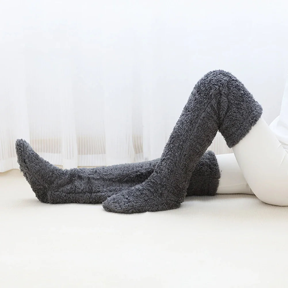 Over Knee Fuzzy Leg Warmers - Double-Sided Plush Winter Socks - TradixPro