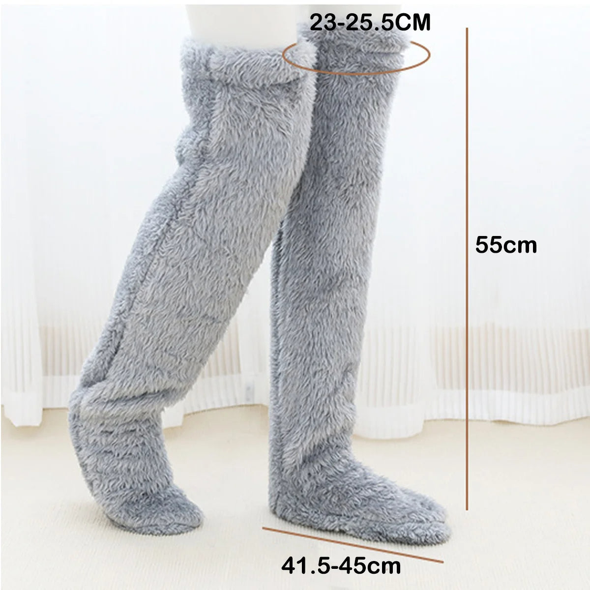 Over Knee Fuzzy Leg Warmers - Double-Sided Plush Winter Socks - TradixPro