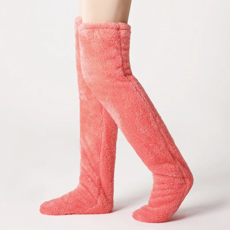 Over Knee Fuzzy Leg Warmers - Double-Sided Plush Winter Socks - TradixPro