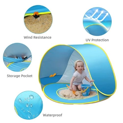 Pop-Up Baby Beach Tent (UV 50+ Protection & Safe Play Pool) - TradixPro